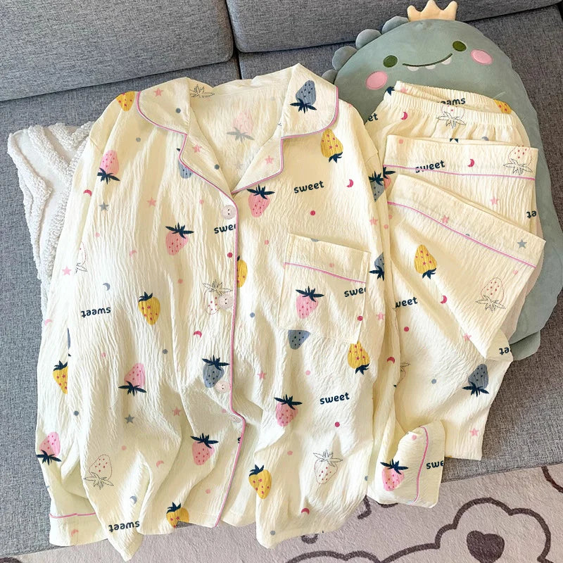 Bow Dtie Design Pajamas Set For Women Harajuku Style