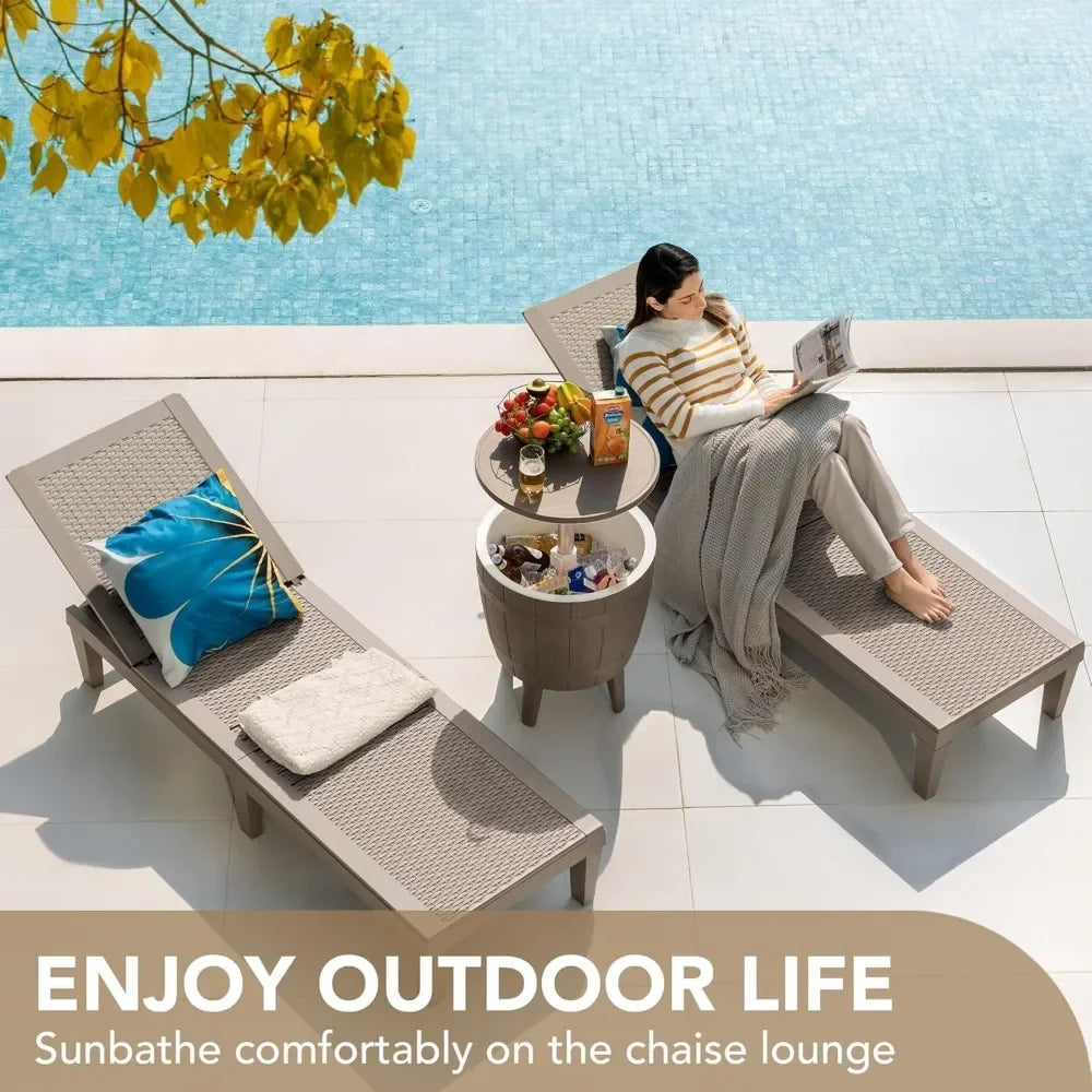 Outdoor Lounge Chairs Four Piece Pool Deck Set Adjustable
