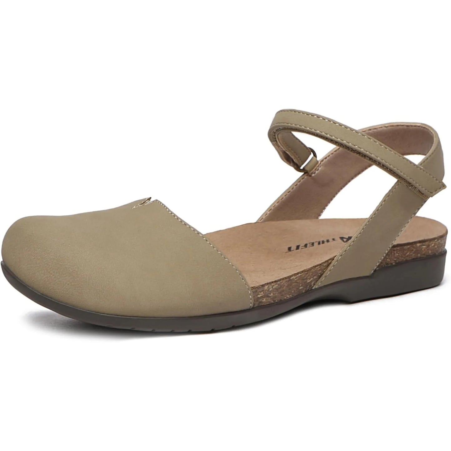 Womens Cork Footbed Closed Toe Sandals With Arch Support