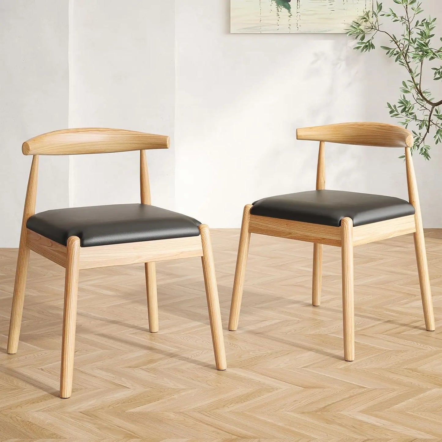 Farini Mid Century Modern Dining Chairs With Wood Legs
