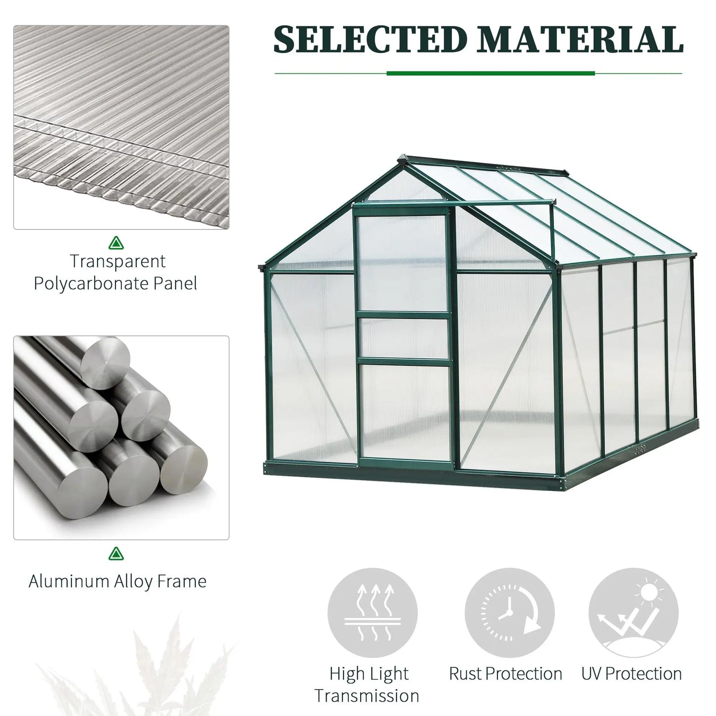 Outsunny Walk-In Greenhouse Aluminum Frame Polycarbonate