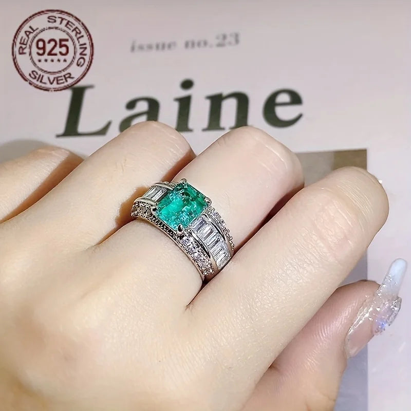 WPOOCC 925 Sterling Silver Aquamarine Promise Ring