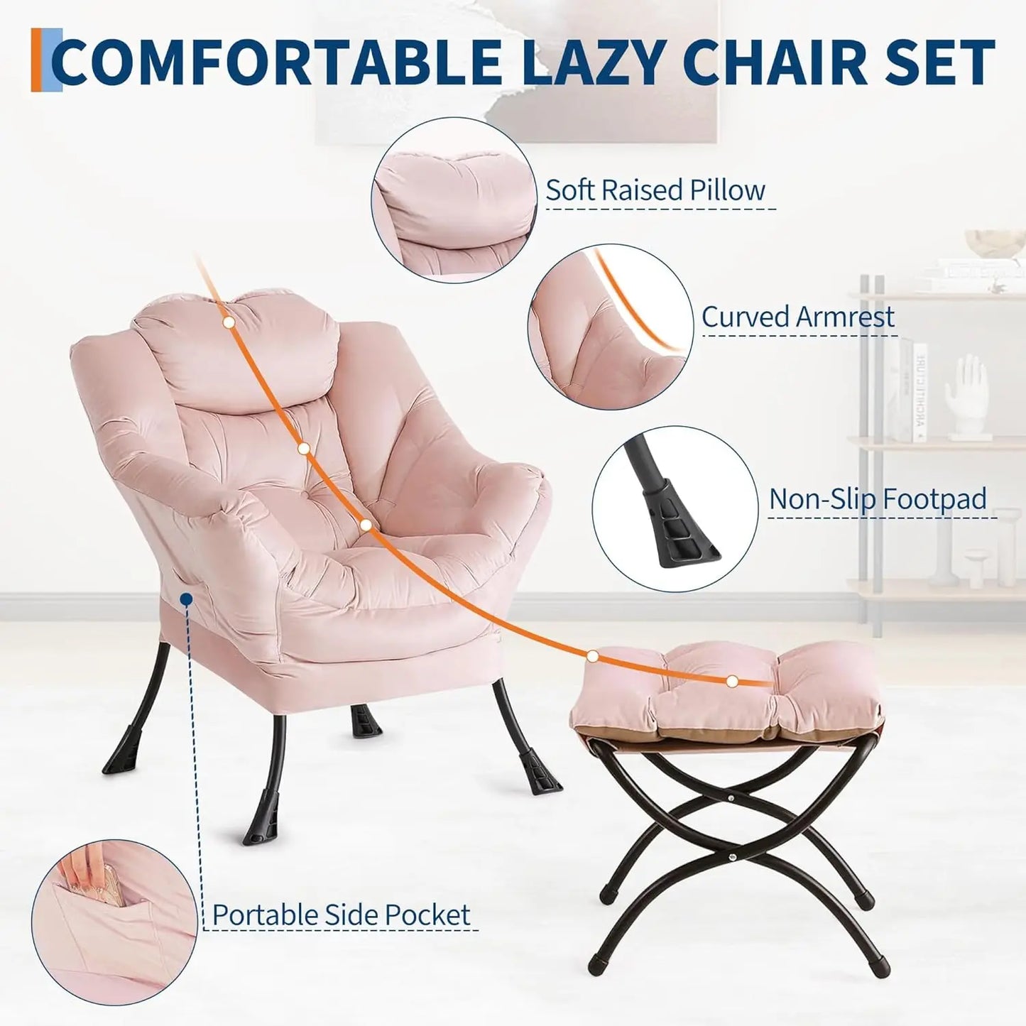 HiMISS Lazy Chair With Folding Footrest Armchair