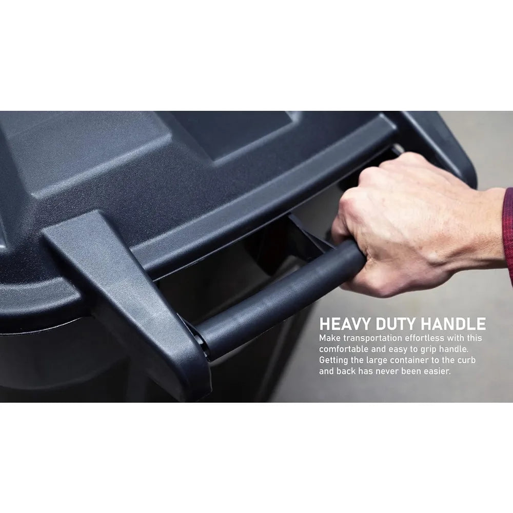 Wheeled Outdoor Trash Can Snap Lock Lid Heavy Duty Handles