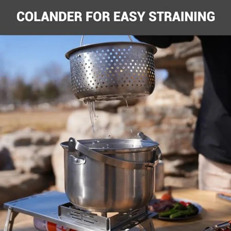 304 Stainless Steel Camping Cookware Set With Travel Tote
