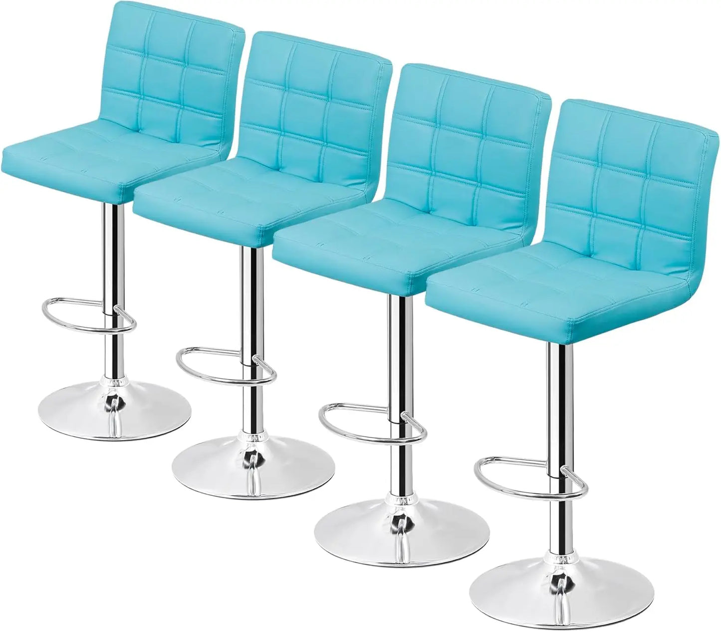 HUANZHUANG Set Of 4 Adjustable Swivel PU Leather Bar Stools