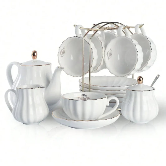 XMSJ British Tea Set for 6 with Teapot and Accessories