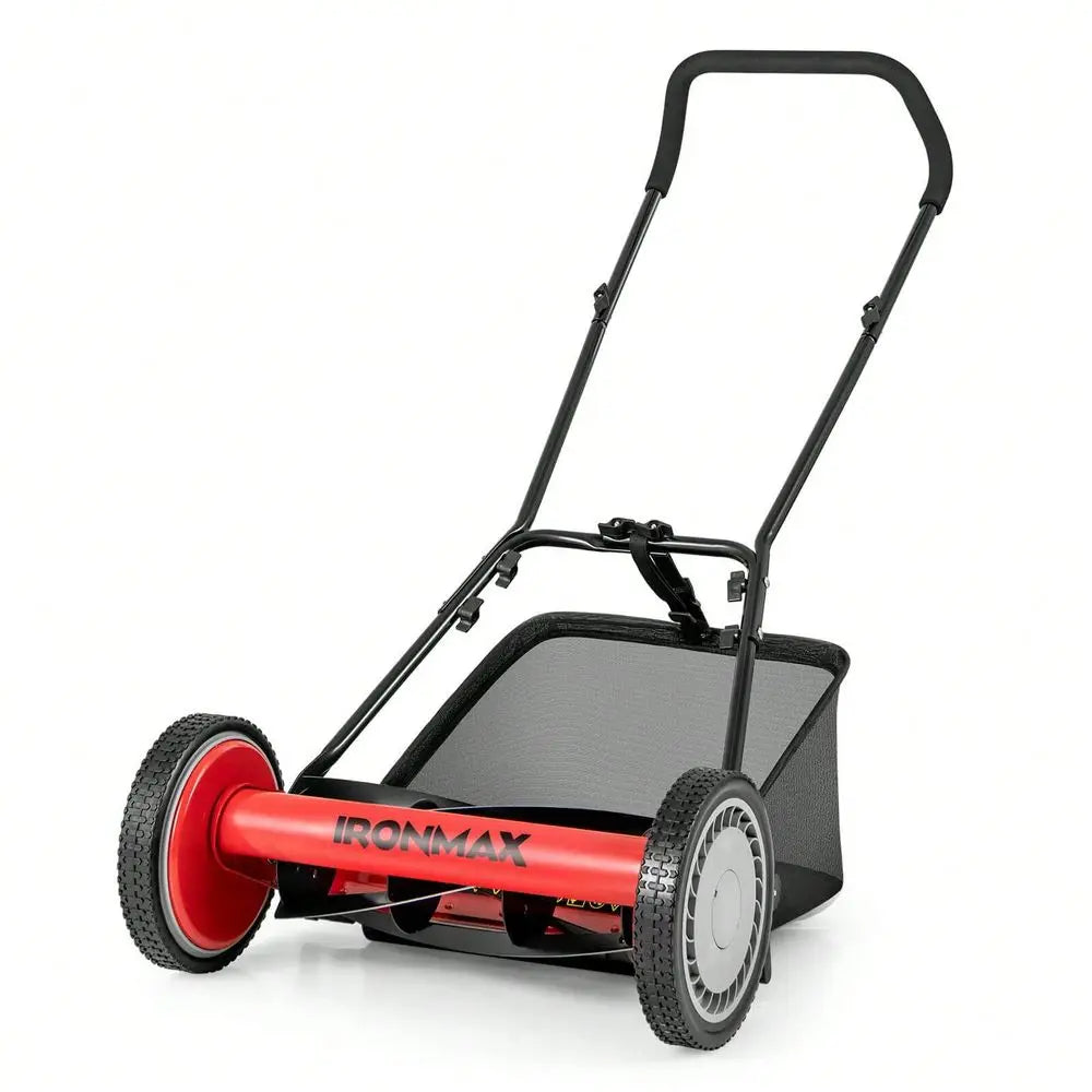 XMSJ Push Lawn Mower With 5 Blade Removable Grass Catcher