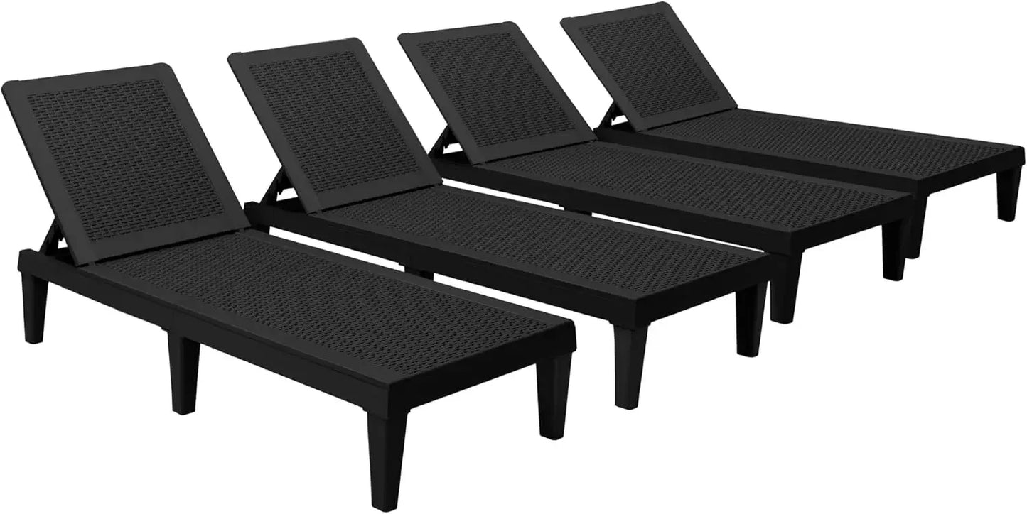Outdoor Lounge Chairs Four Piece Pool Deck Set Adjustable