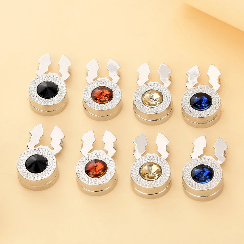 Crystal Design Round Cufflinks Silver Plated Zinc Alloy