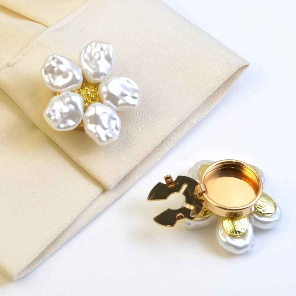 Fashion Alloy Pearl Button Covers For Shirt Cuffs Elegant Accessories