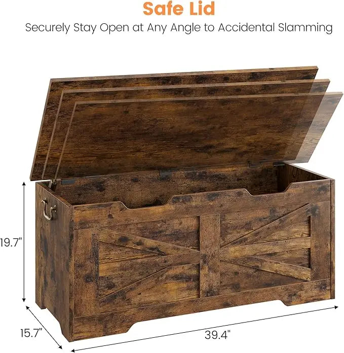 HiMISS Storage Chest Toy Box With Safety Hinge For Kids