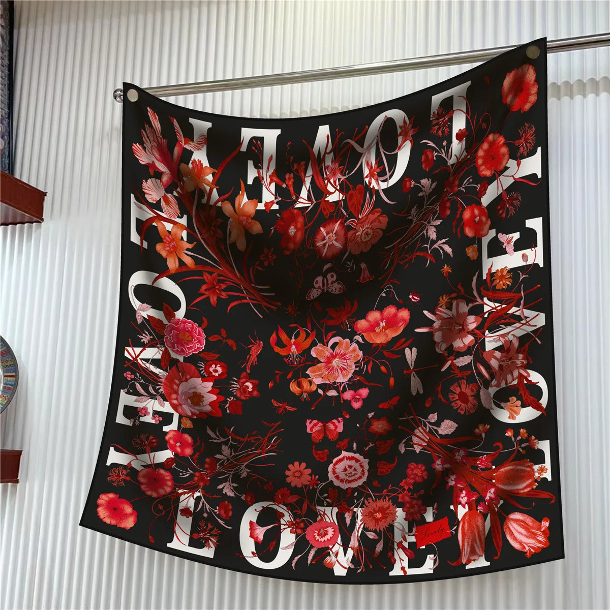 Floral Silk Twill Square Scarf Hijab Shawl For Women