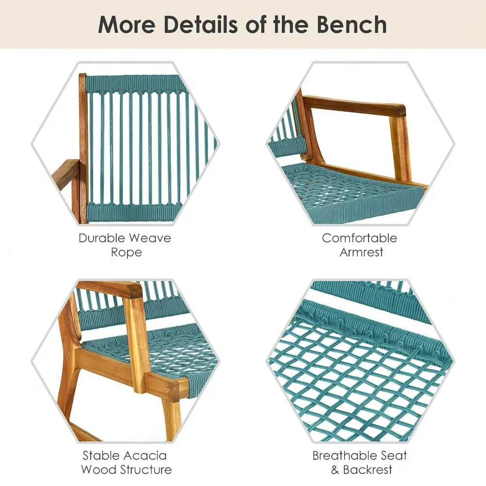 XMSJ Acacia Wood Patio Bench Loveseat