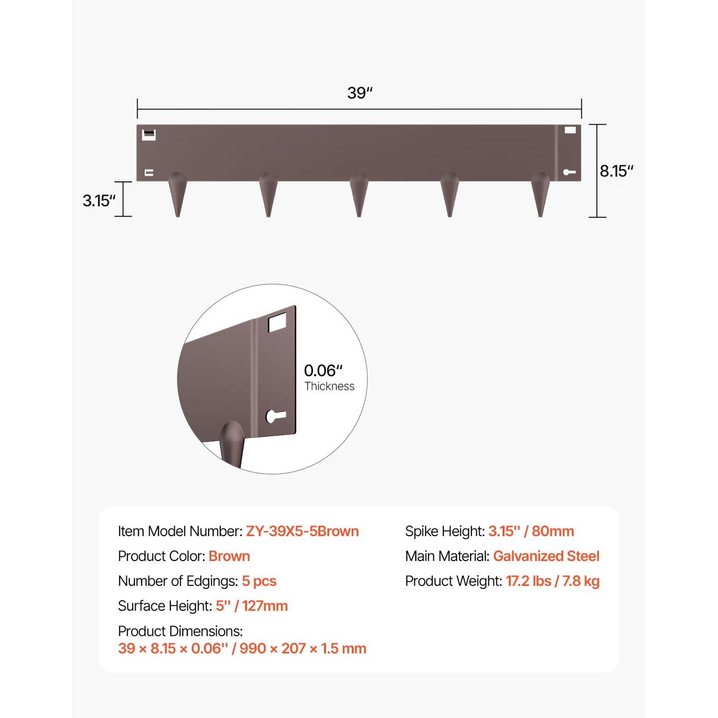 Steel Landscape Edging Set Rust-Resistant Bendable Border