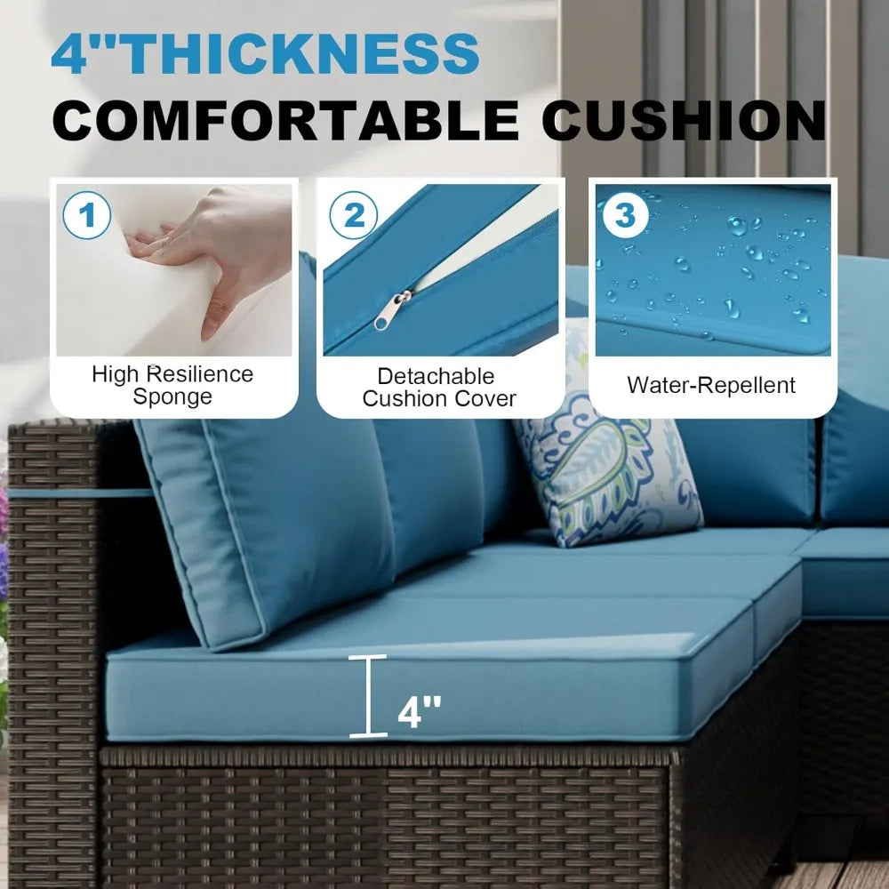 HUANZHUANG Outdoor Wicker Patio Furniture Set With Fire Pit