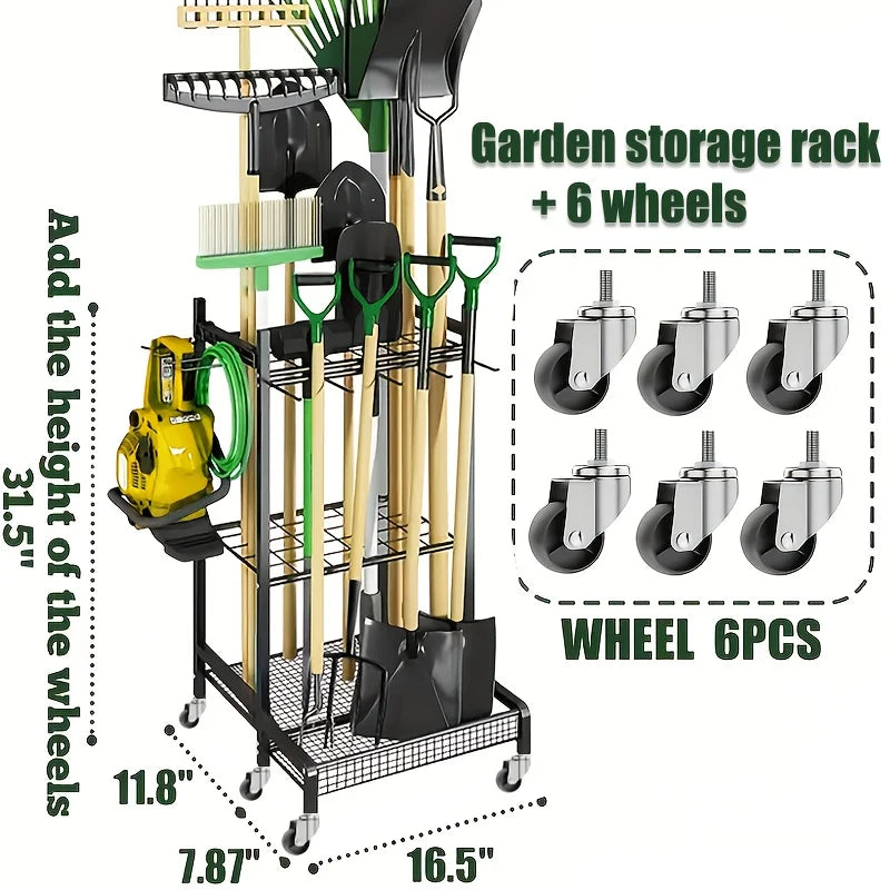 Garden Tool Rack Tower Heavy Duty Steel For Garage Shed