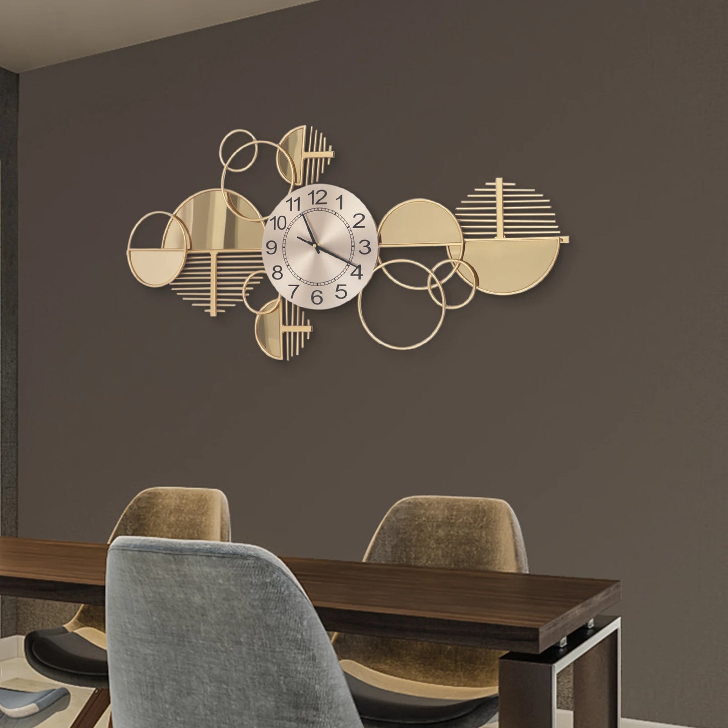 Modern Metal Wall Clock Silent Non Ticking Glass Decor For Home Office