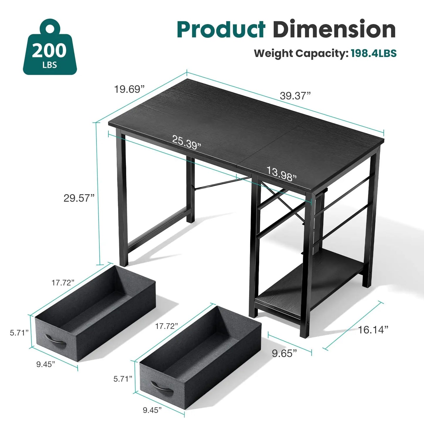 JHK Computer Desk With Drawers For Study Office Gaming