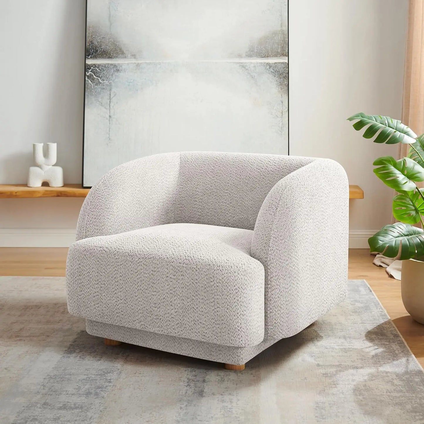 HUANZHUANG Modern Upholstered Living Room Chair With Wood Legs For Home Comfort And Style