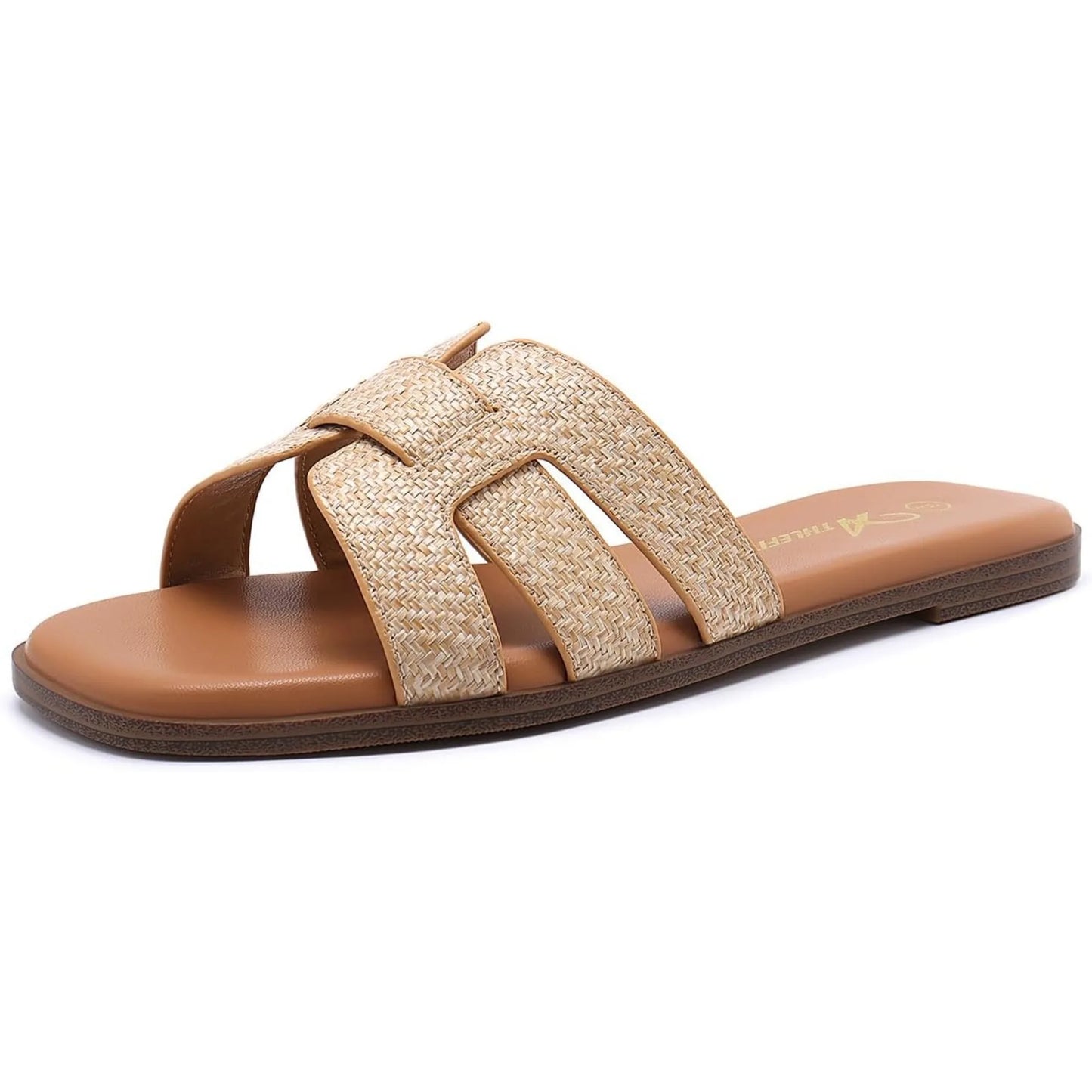 NONECN Flat Leather Slip-On Sandals For Summer Comfort