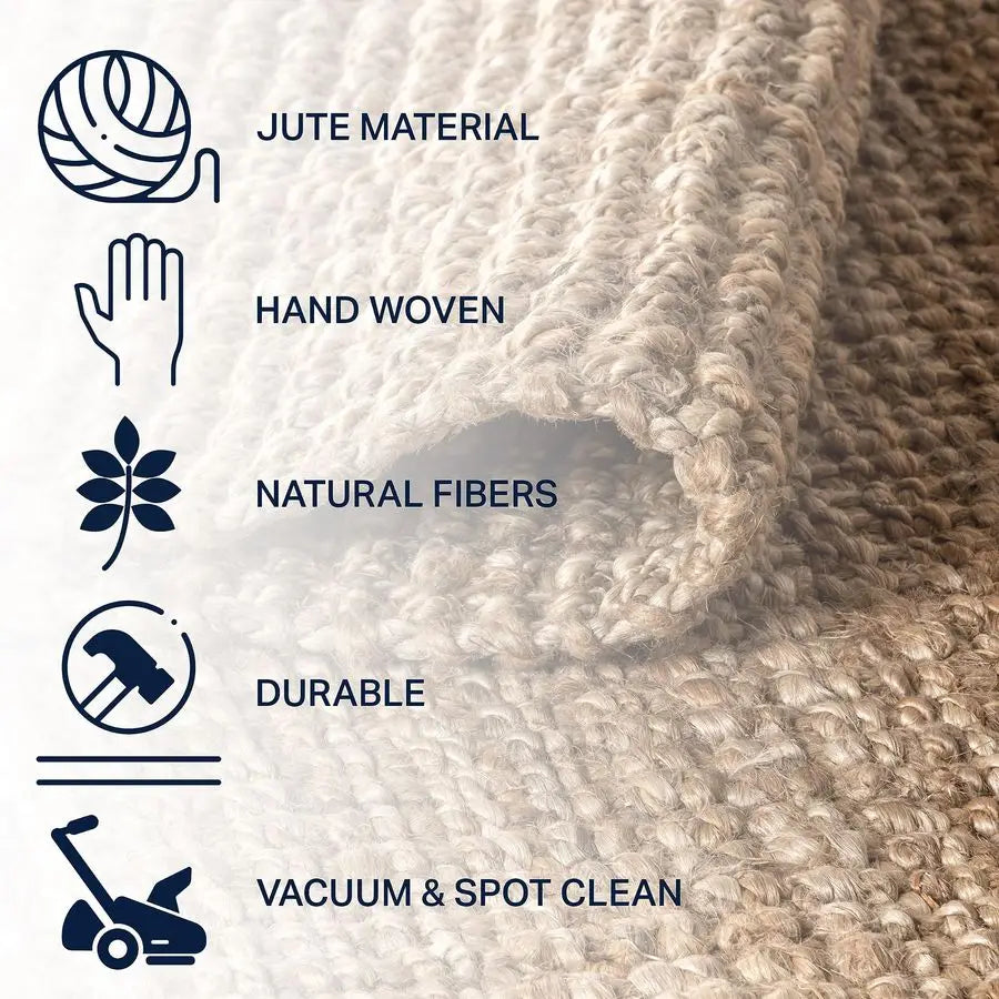 Pata Hand Woven Chunky Jute Natural Indoor Rug Bohemian Rustic