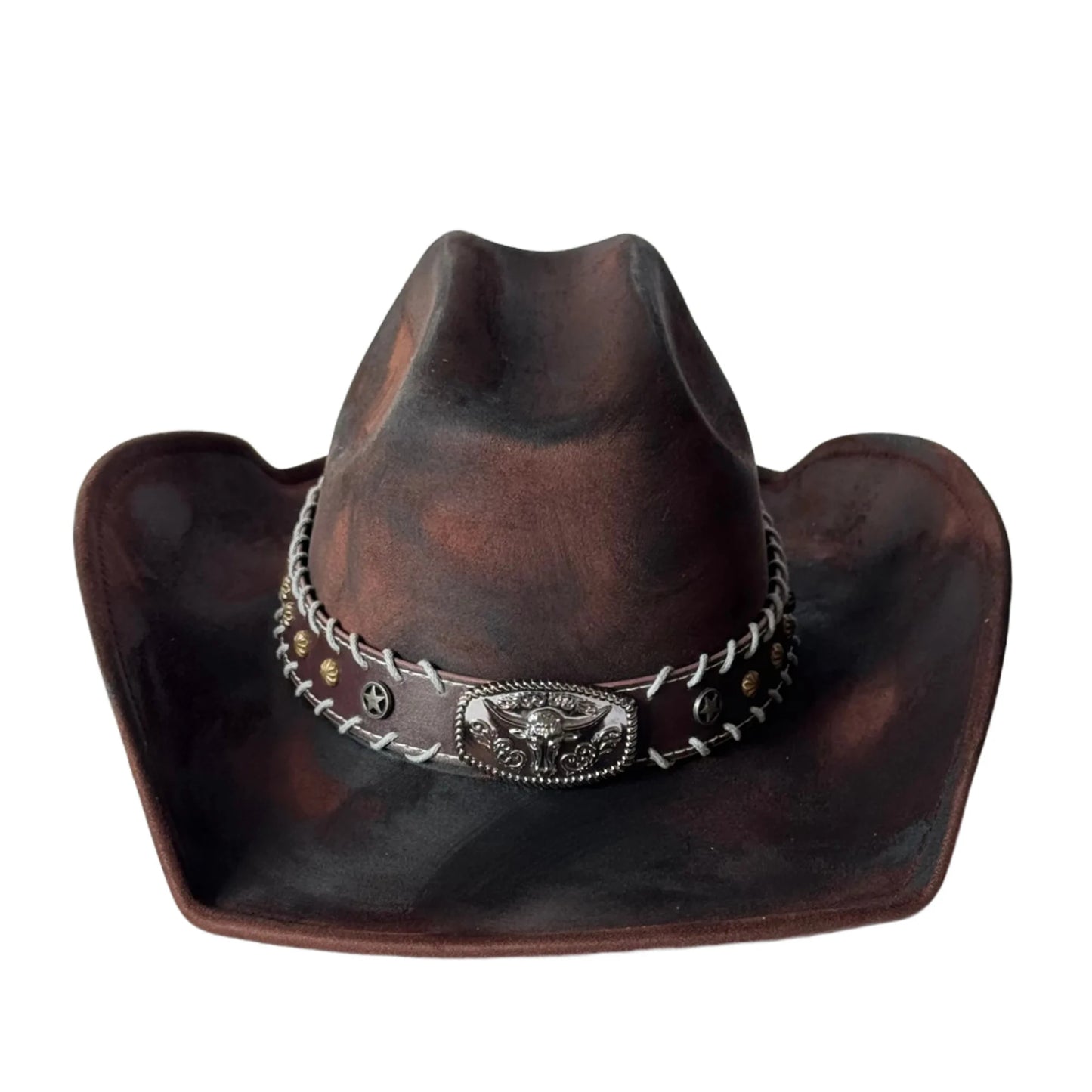 Classic Cowboy Hat With Wide Brim Concho Band Unisex