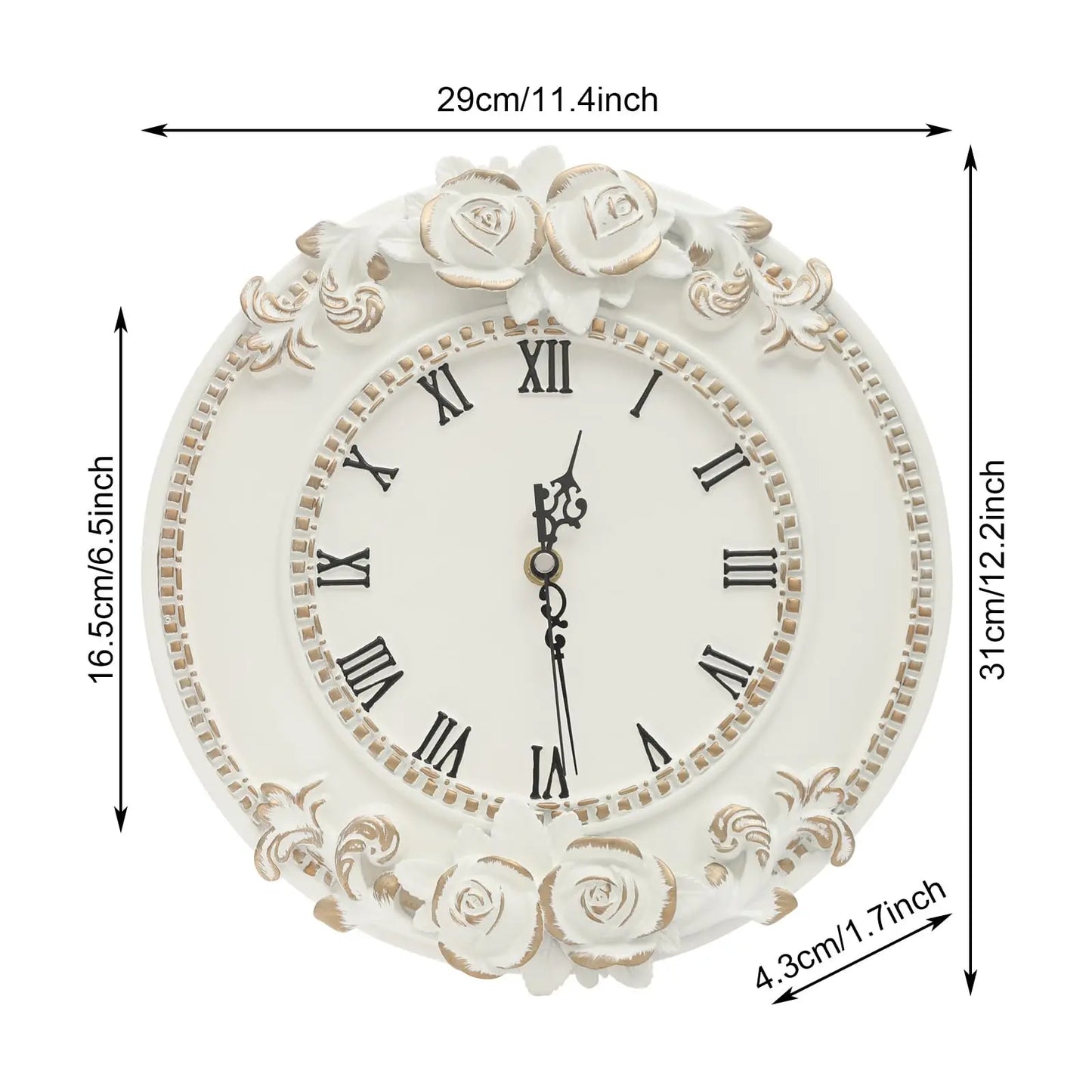 European Style Resin Wall Clock With Angel Rose Relief