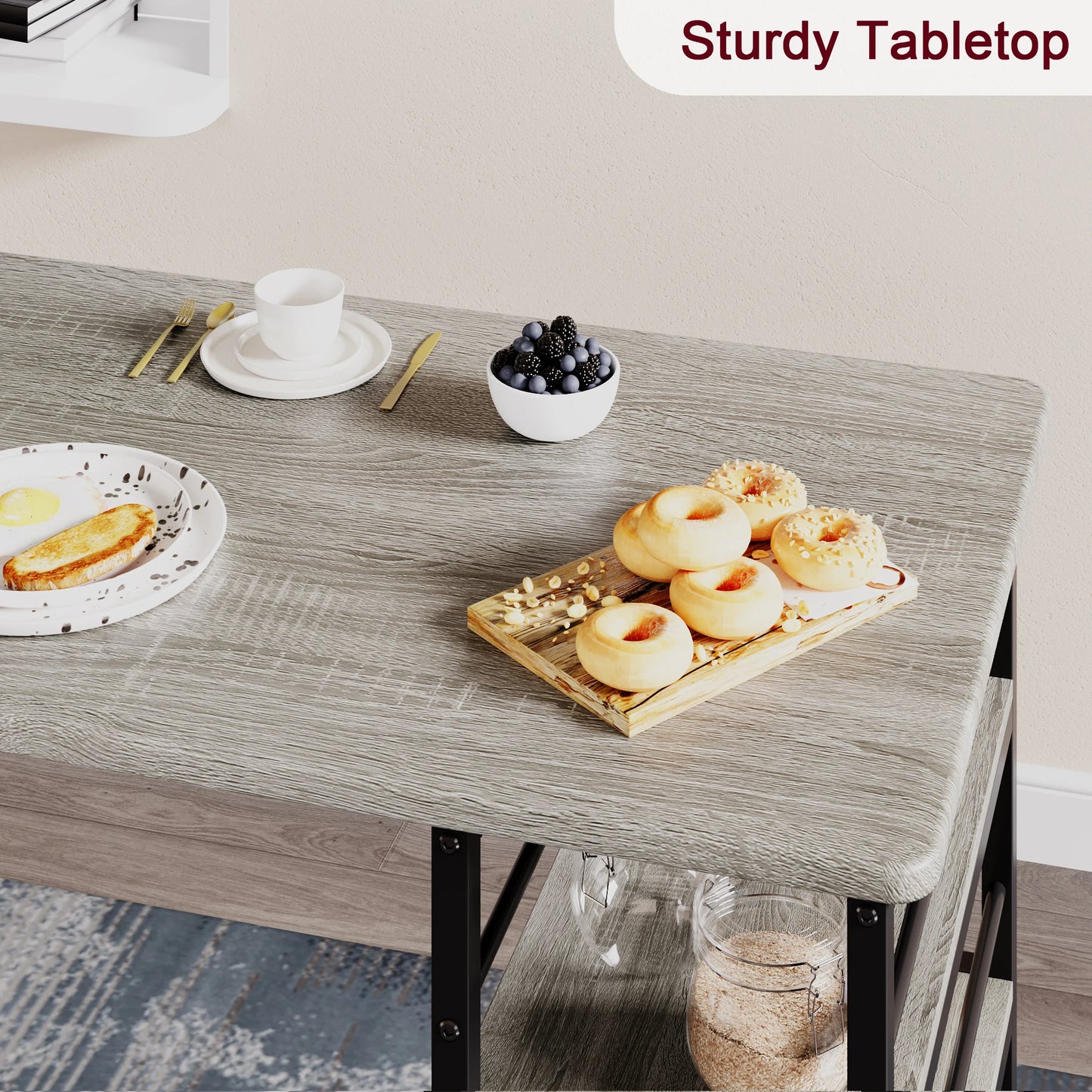 HobbyLane 3 Piece Dining Table Set With Shelves And Chairs