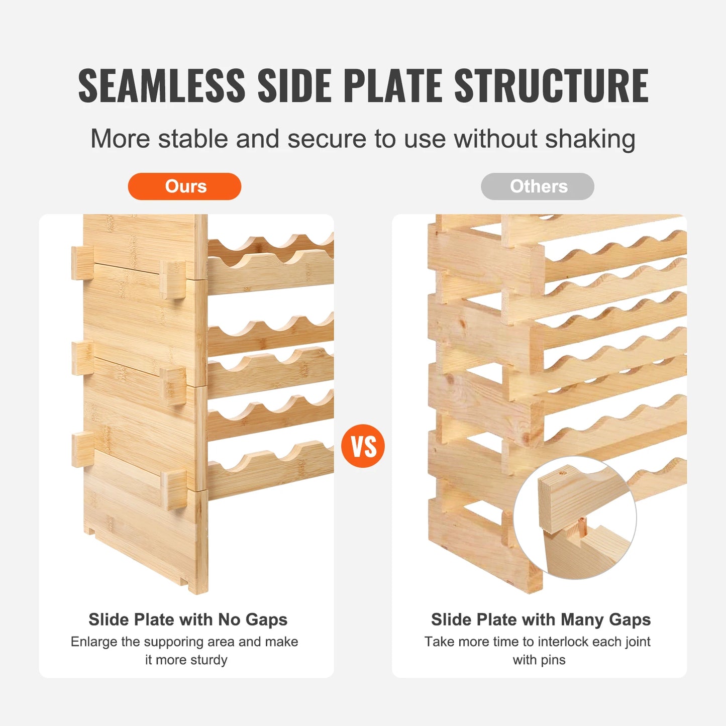 SucceBuy Eight Tier Bamboo Stackable Wine Rack Free Standing