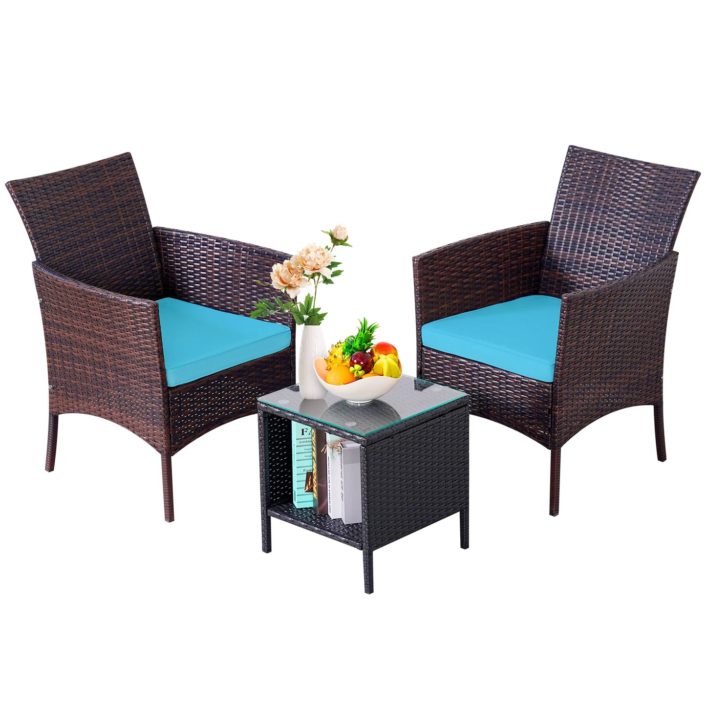 Naga Bahna 3 Piece Outdoor Patio Bistro Set Rattan Furniture