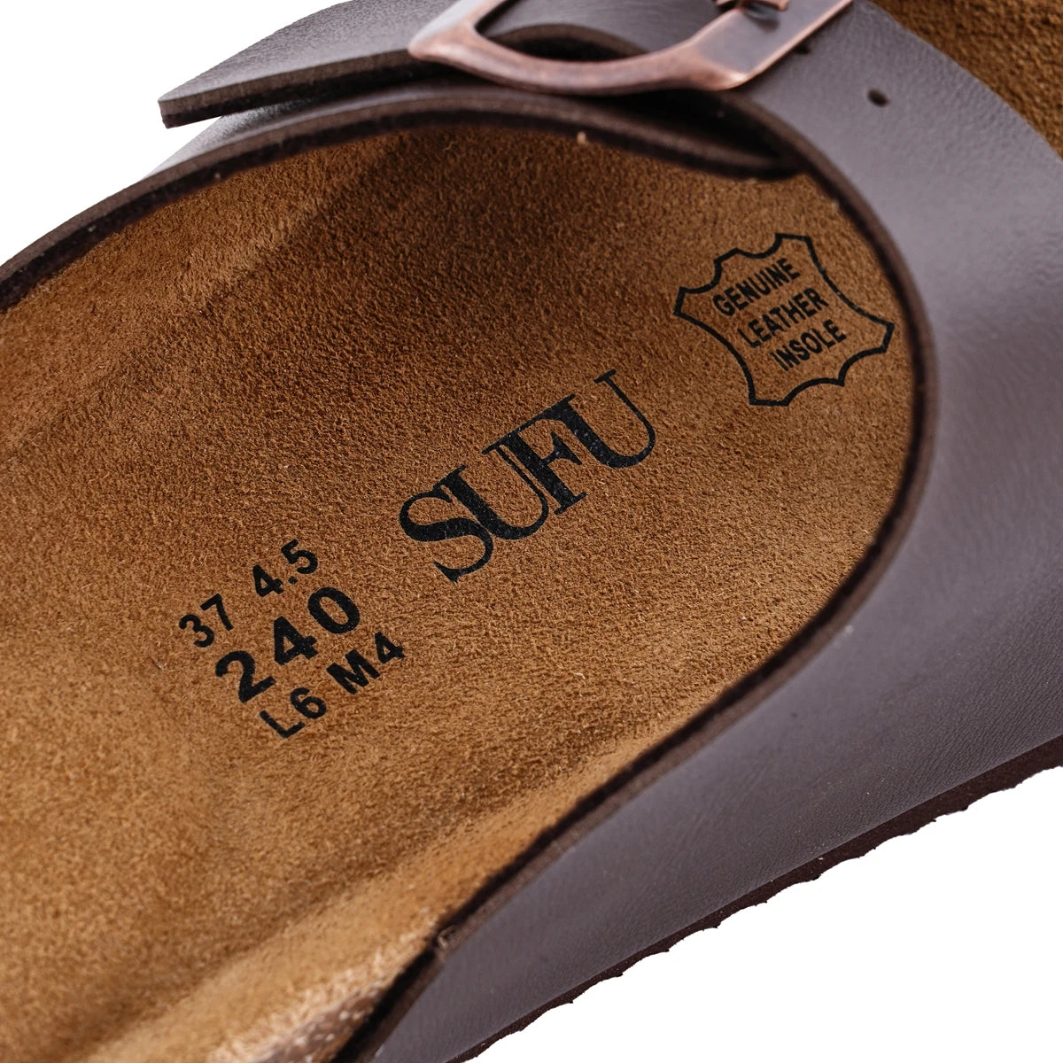 SUFU Leather Sandals Women Soft Footbed Casual Comfort