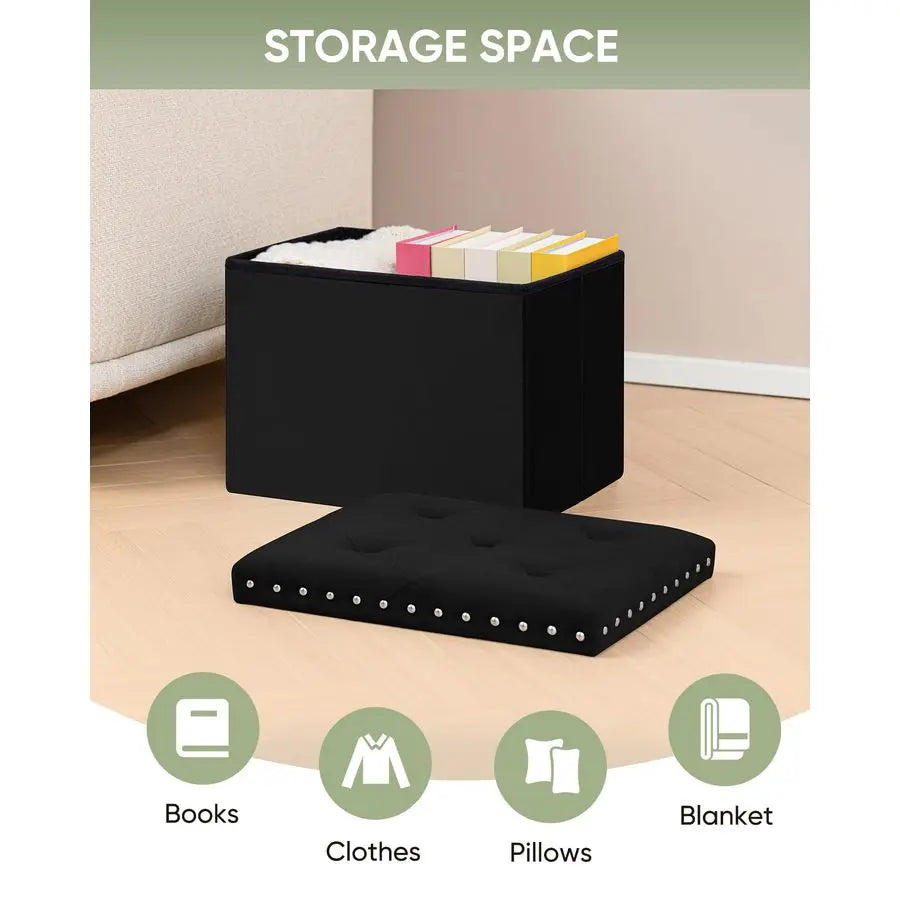 XMSJ Storage Ottoman Cube Folding Tufted Footrest
