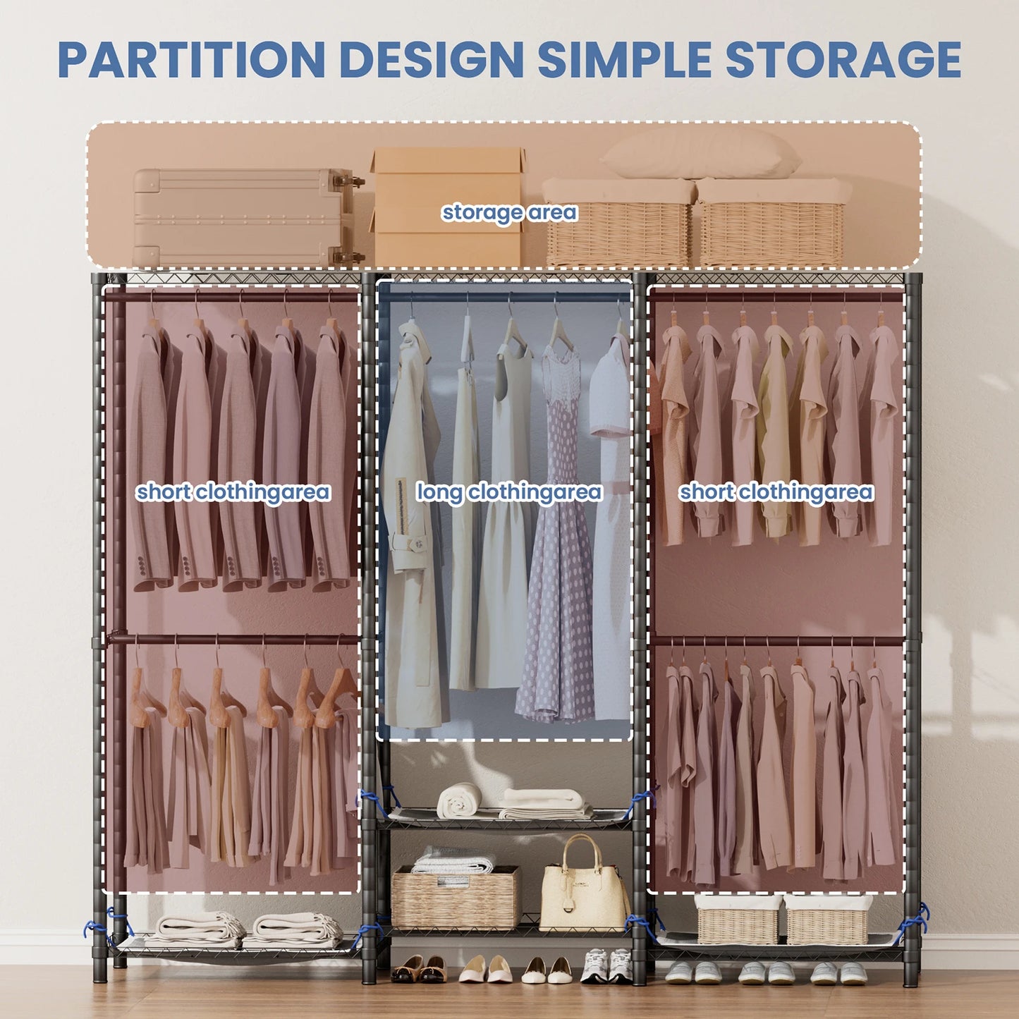 Freestanding Clothes Rack Storage Organizer Heavy Duty 960 Lb