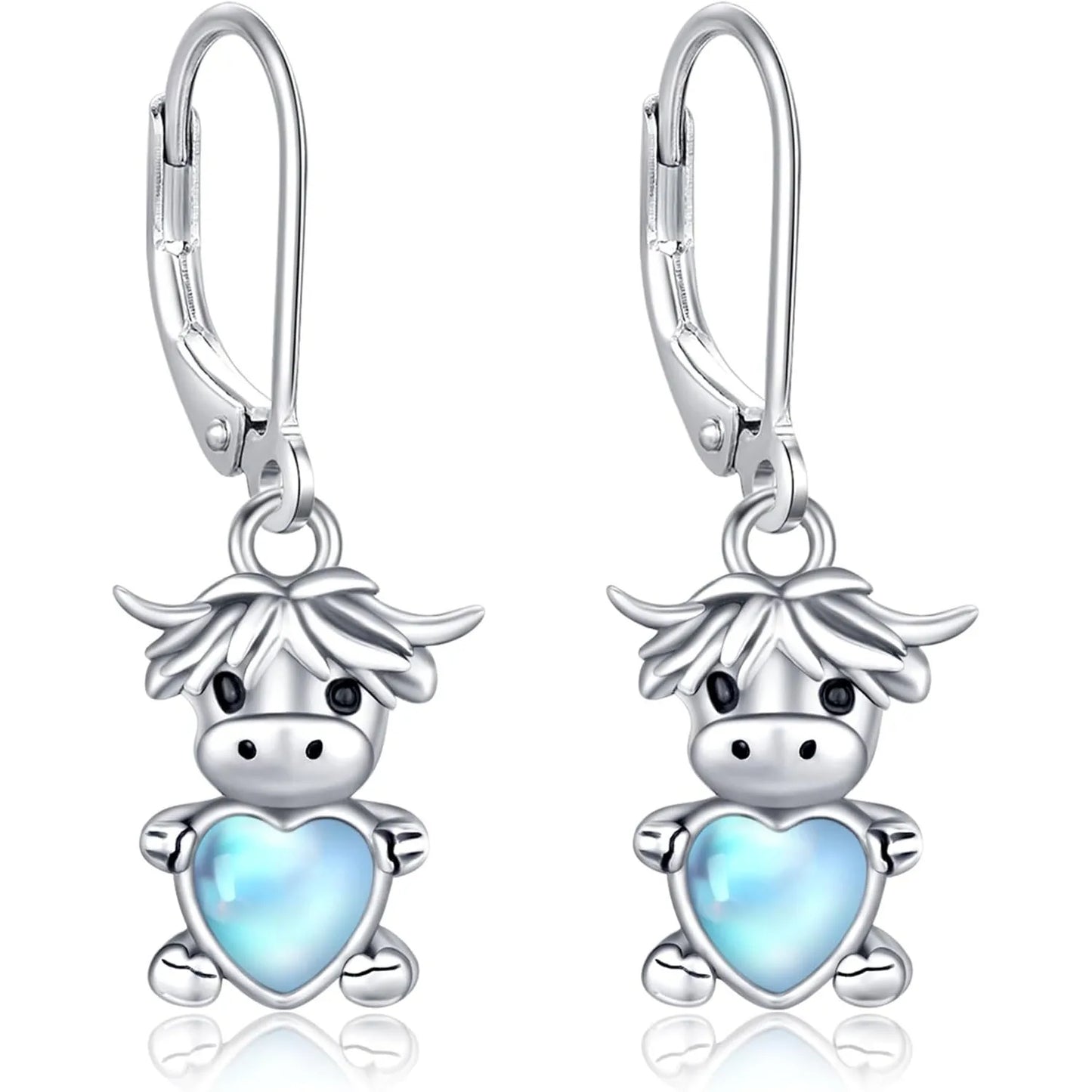 DRINSPER Highland Cow 925 Sterling Silver Hypoallergenic Stud Earrings