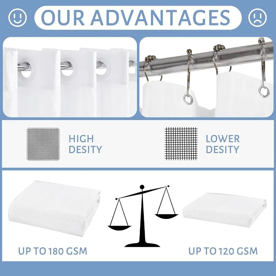 Guangdong Waffle Weave No Hook Shower Curtain Set With Liner