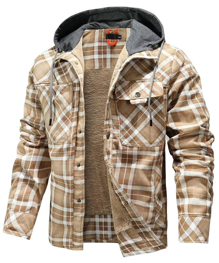 Fujian Men's Hooded Winter Jacket Sherpa Lined
