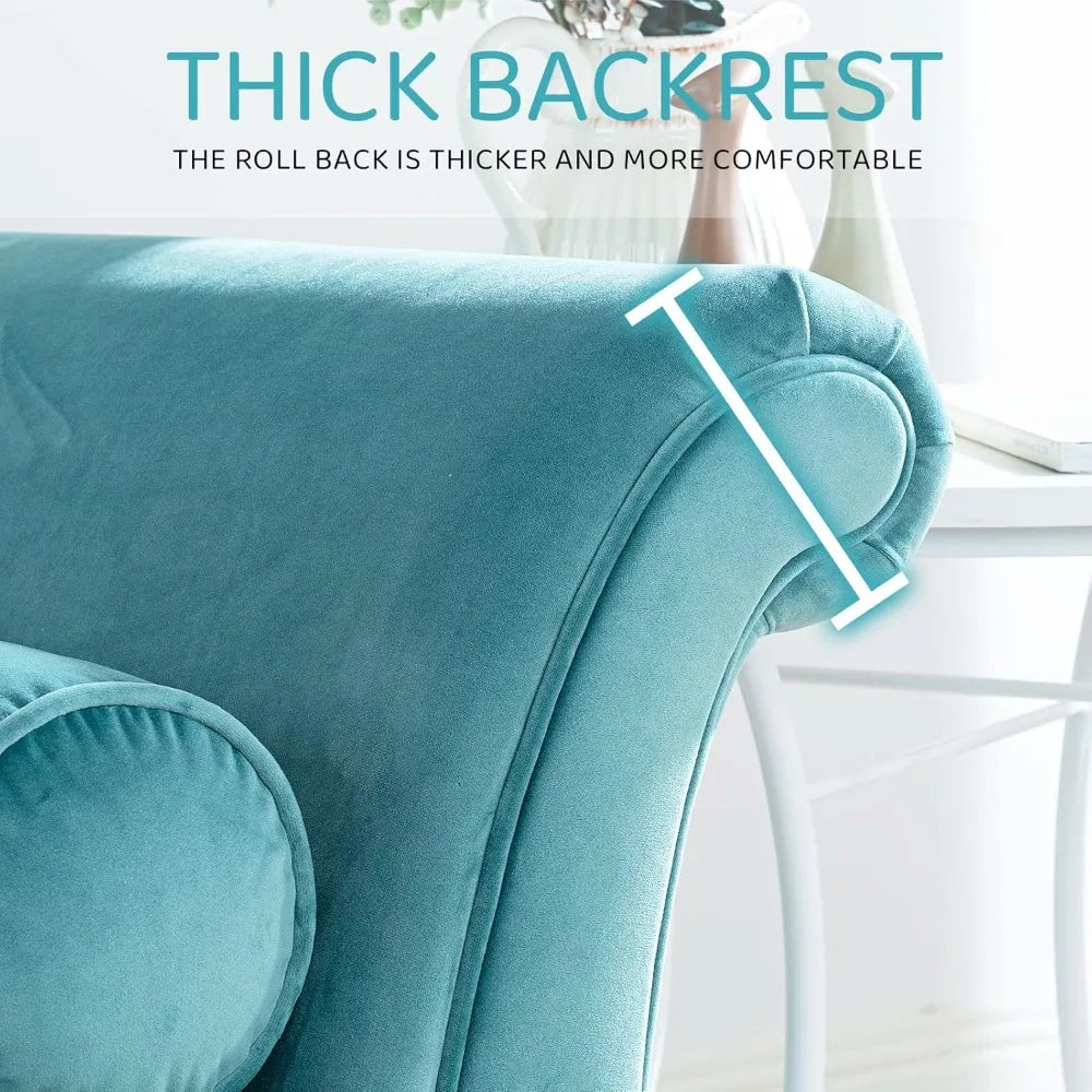 HUANZHUANG Velvet Chaise Lounge Indoor With Scroll Arms