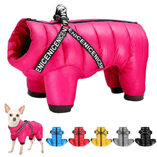 Pet Artist Warm Waterproof Dog Coat With Adjustable Harness