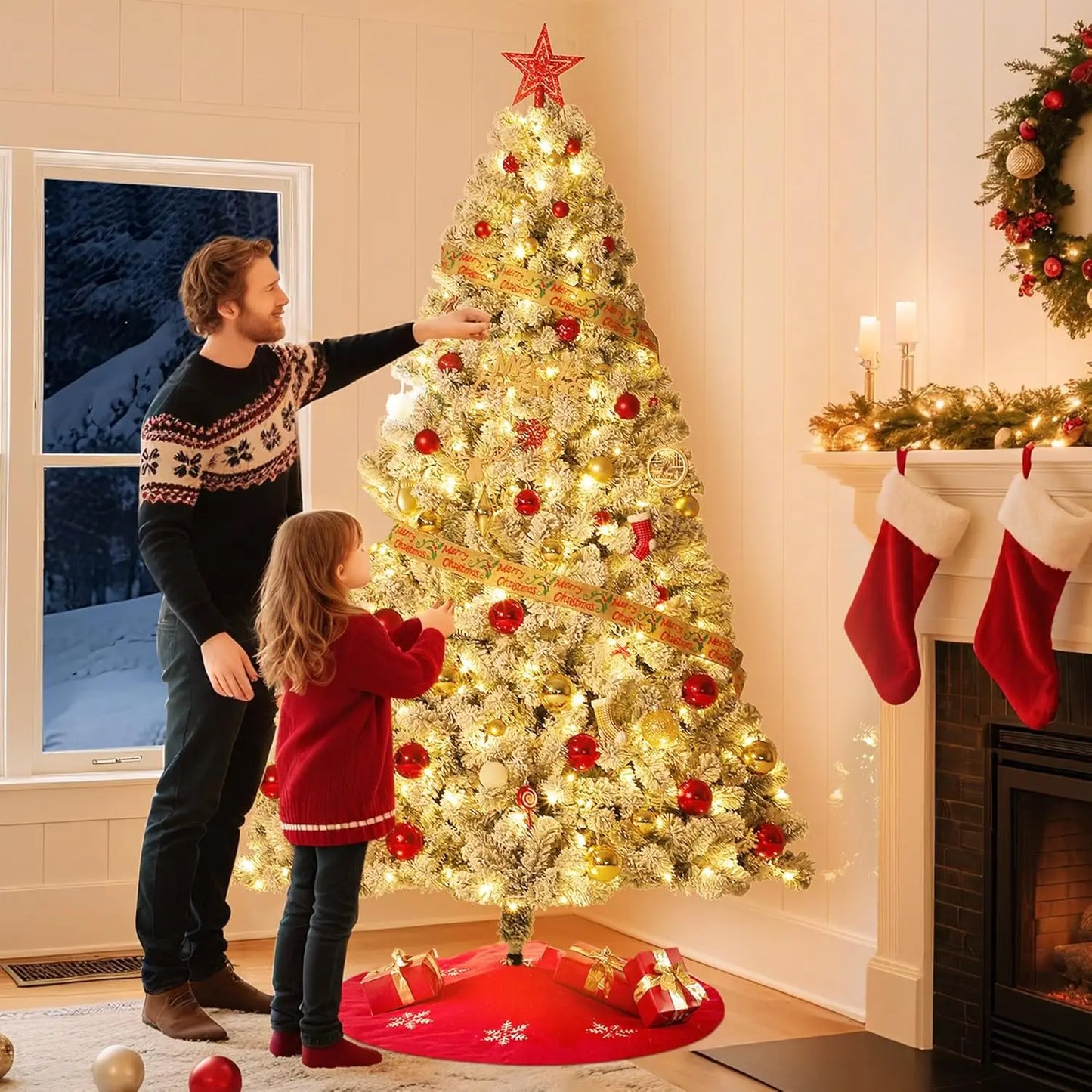 Electronic Prelit Christmas Tree With 450 Warm White Lights