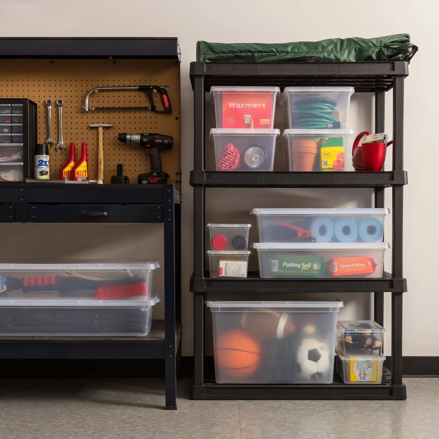 Hign-concerned Six-Pack Stackable CrystalClear Polypropylene Storage Bins With Lids