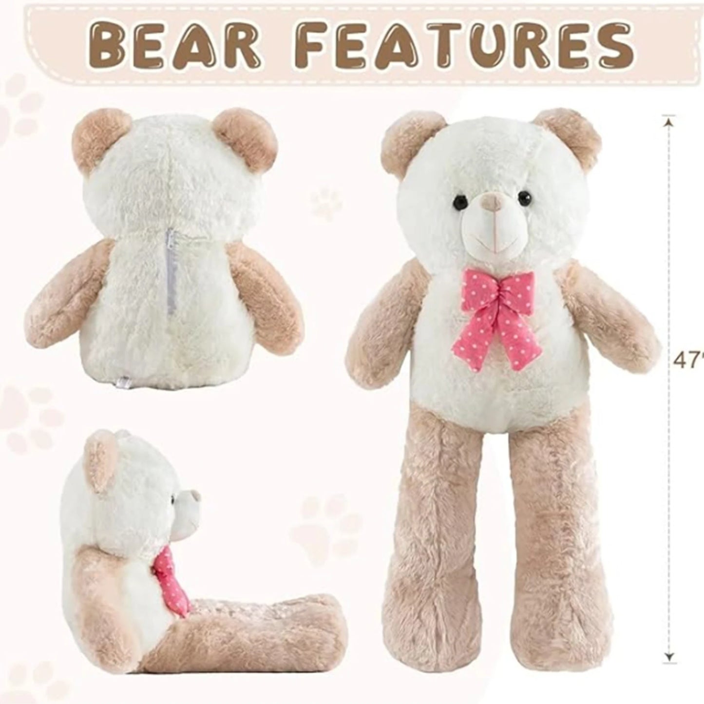 Giant Plush Teddy Bear Jumbo Stuffed Toy for Holidays and Gifts