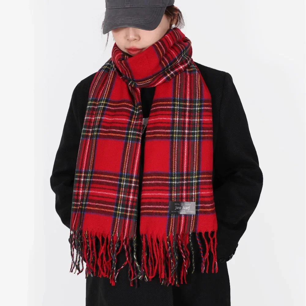 Scottish Style Tartan Warm Scarf For Women Plaid Shawl