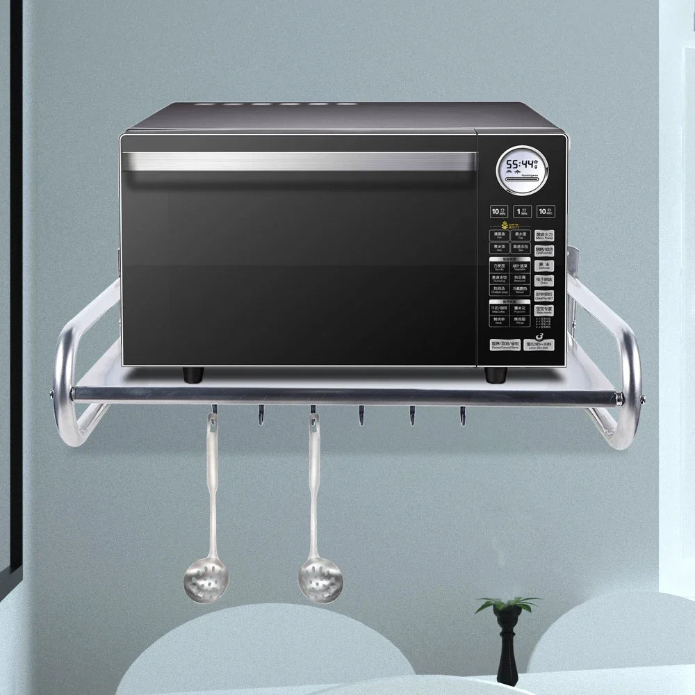 Stainless Steel Microwave Oven Rack Wall Mount Shelf