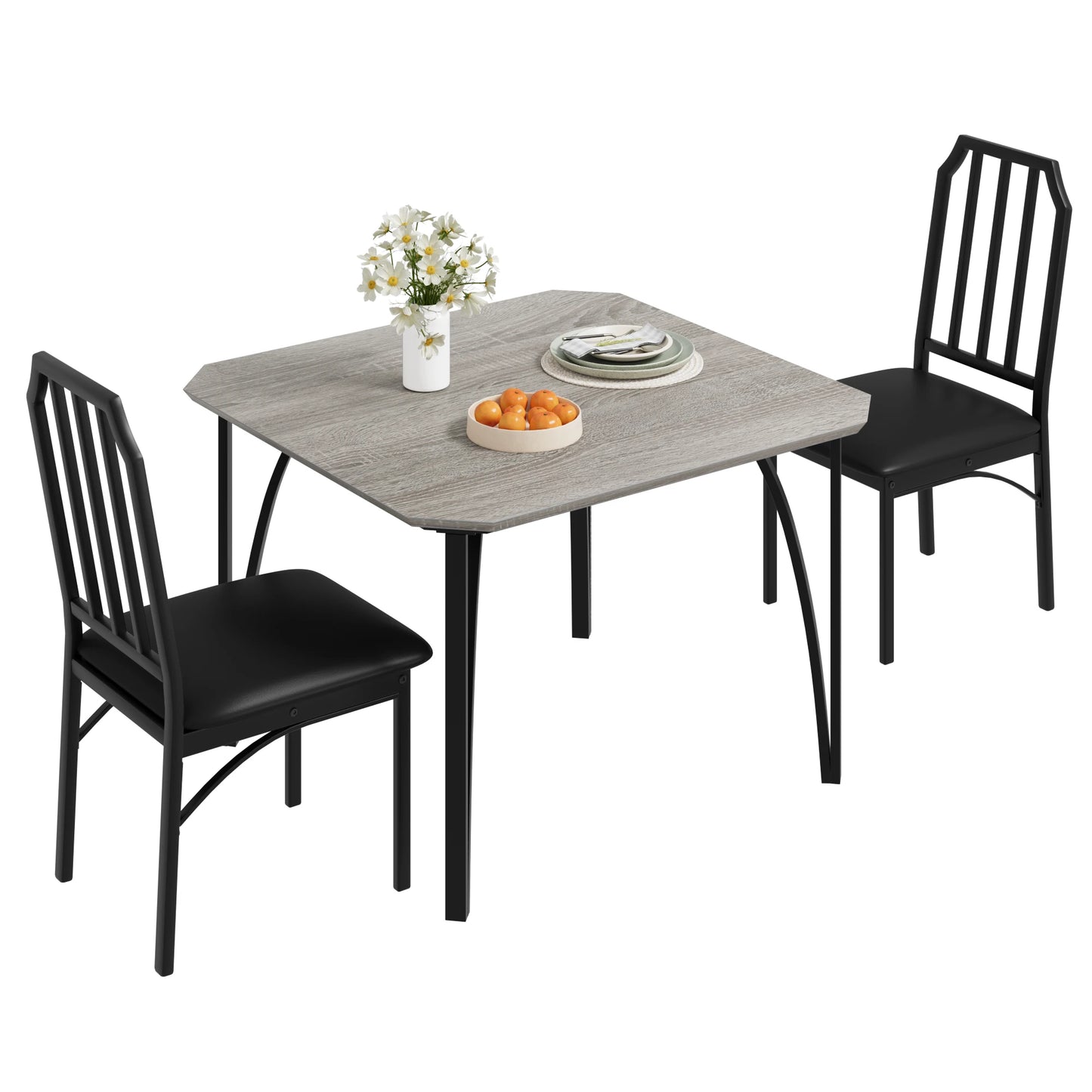 HiMISS Dining Table Set for 2 with PU Cushioned Chairs
