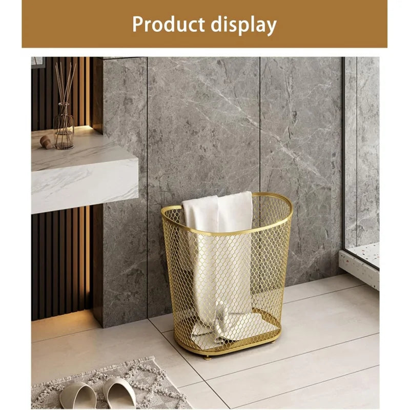 Metal Laundry Hamper With Mesh Basket For Dirty Clothes