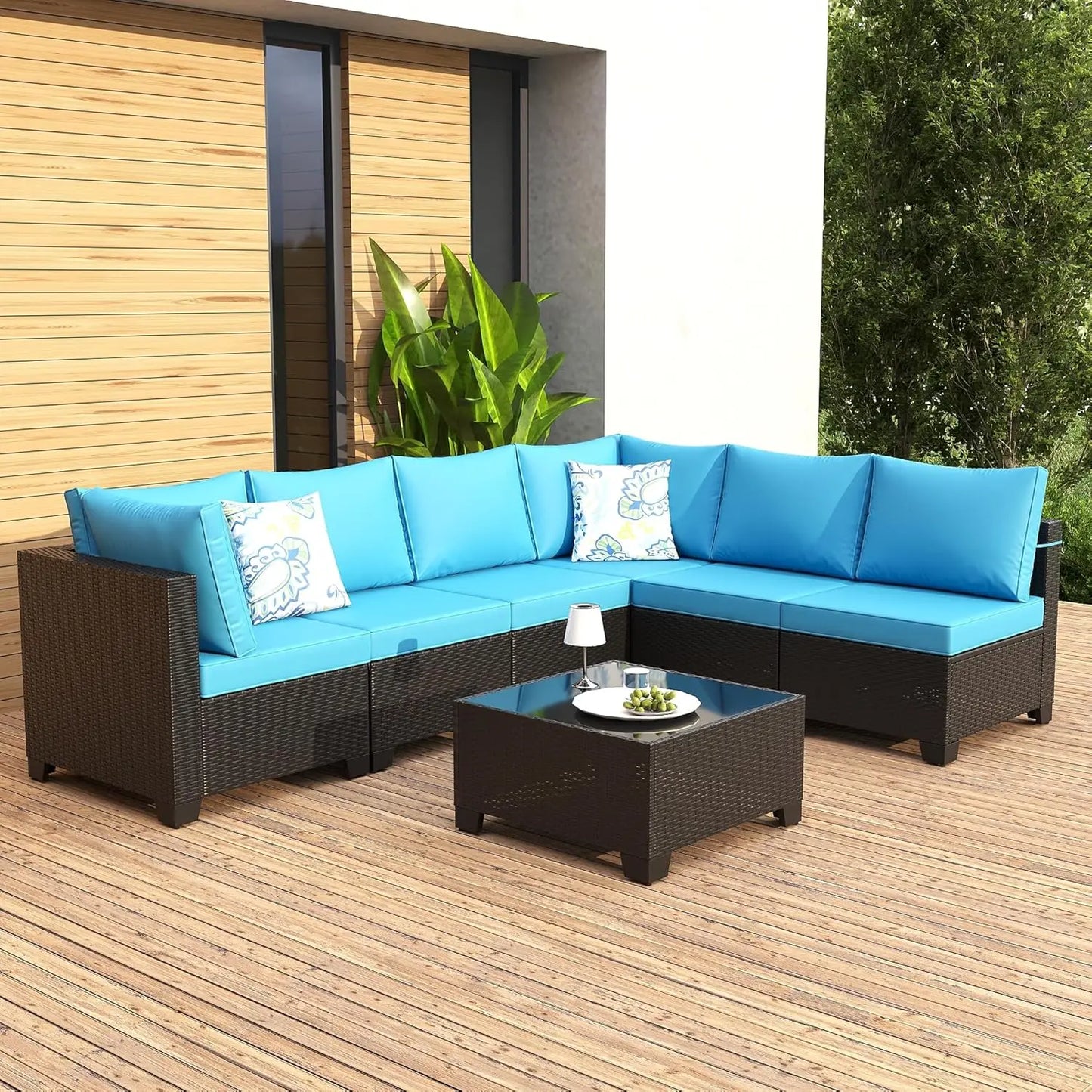 HUANZHUANG Outdoor Wicker Patio Furniture Set With Fire Pit