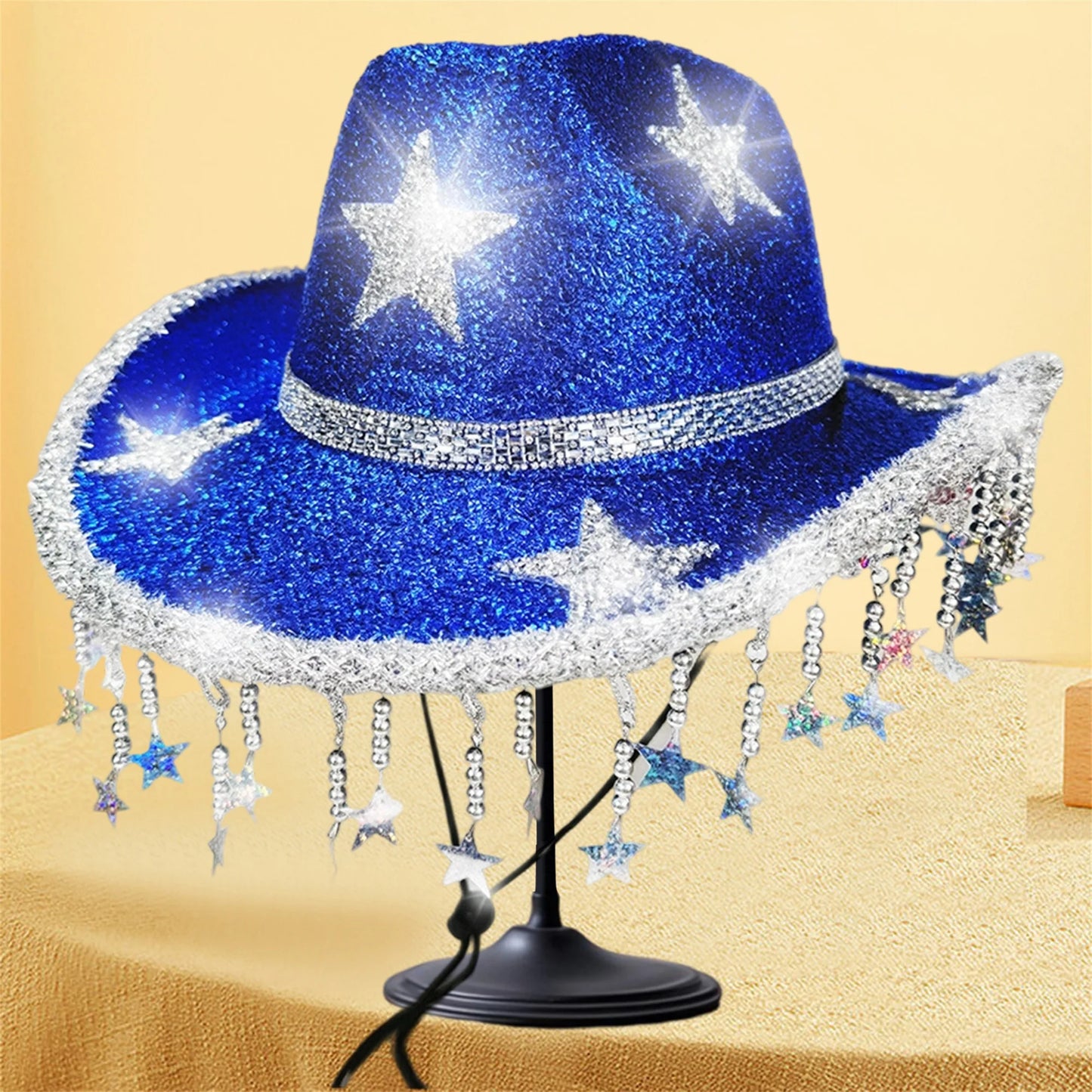 Glitter Western Hat With Rhinestone Embellishments