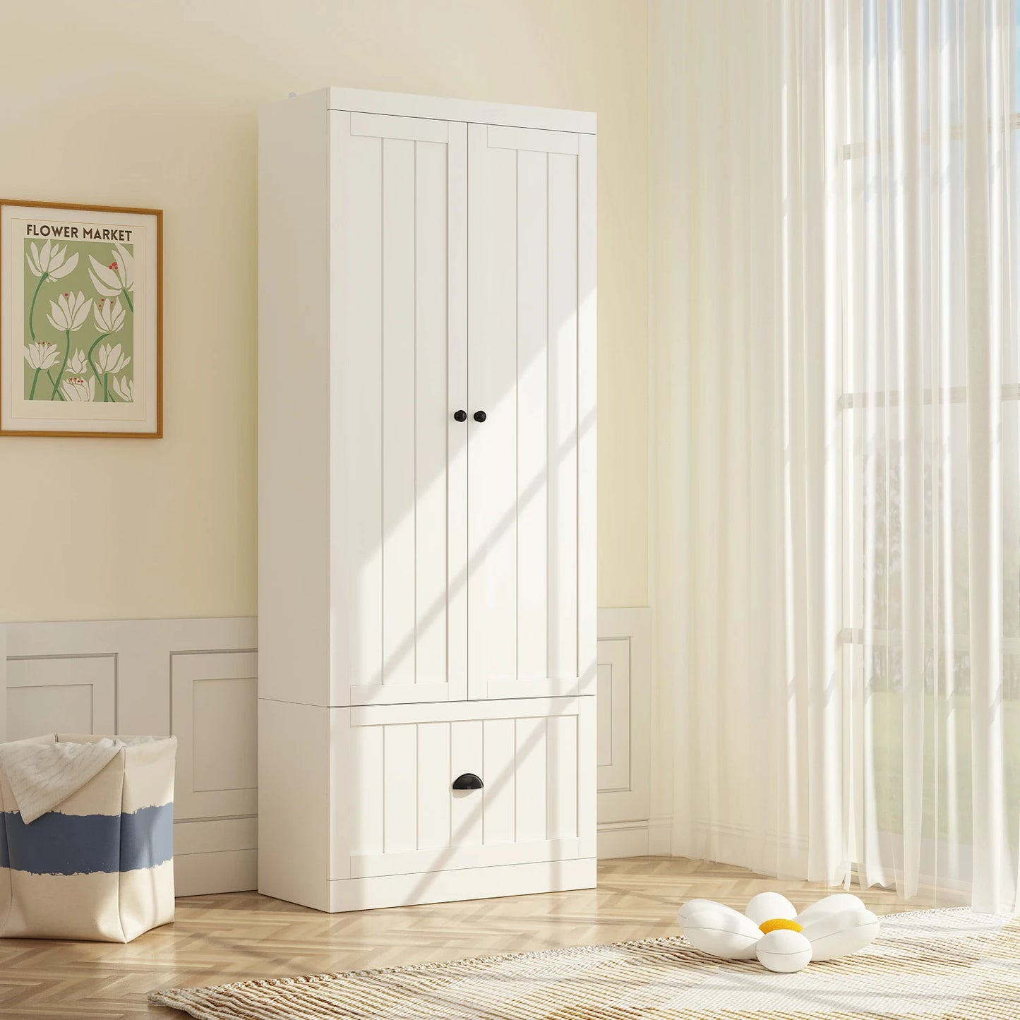 FUFU&GAGA Modern 2-Door Armoire Wardrobe With Drawers