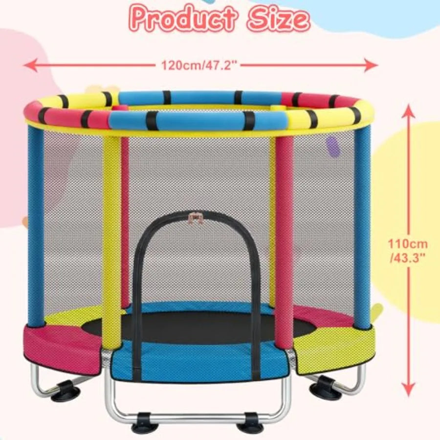 Indoor Outdoor Trampoline With Safety Enclosure Net For Toddlers